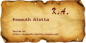 Kossuth Aletta névjegykártya